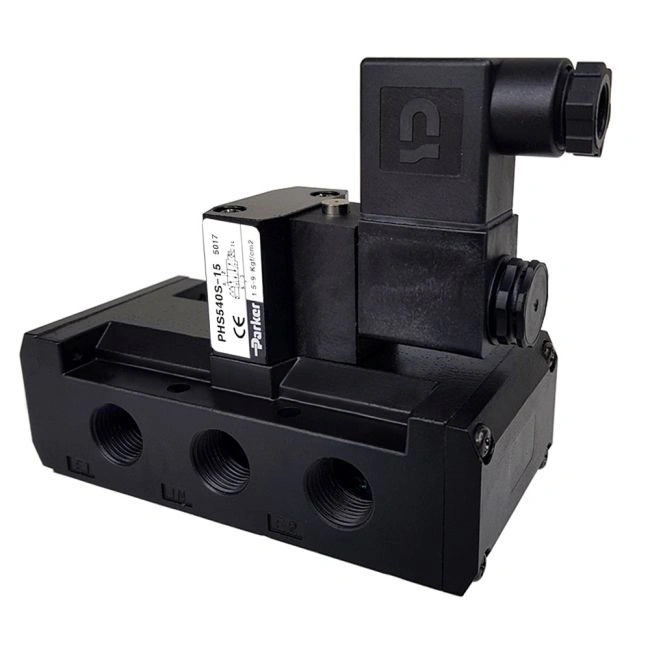 Van điện từ Parker PHS-540S-15-220V 5 cửa 2 vị trí, 1 Coil, Ren 21