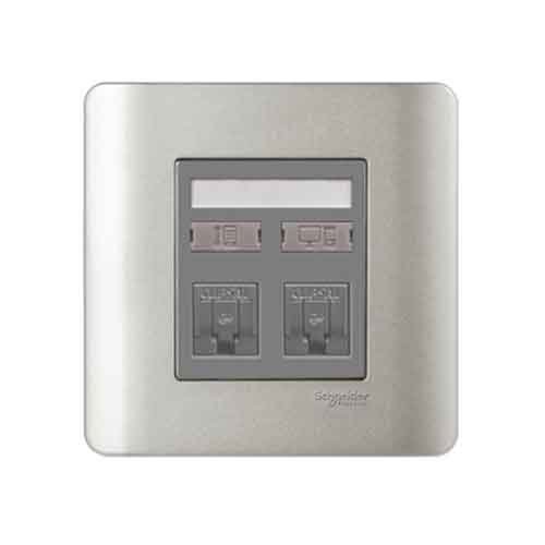 Ổ Cắm Mạng + Điện Thoại màu xám E8432TDRJS_6SA_G19 Schneider