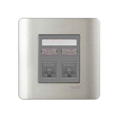 Ổ Cắm Mạng + Điện Thoại màu xám Series E8432 Schneider