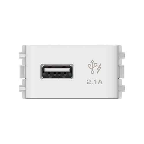 Ổ cắm sạc USB 2.1A đơn màu trắng size S 3031USB_WE Schneider