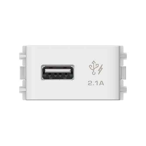 Ổ cắm sạc USB 2.1A đơn màu trắng size S Schneider