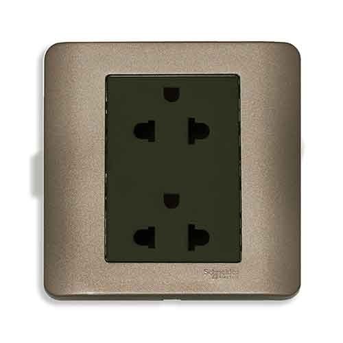 [E84426UES2-SZ-G19] Ổ cắm đôi 3 chấu 16A Zencelo màu đồng E84426UES2_SZ_G19 Schneider