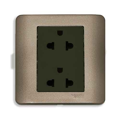 Ổ cắm đôi 3 chấu 16A màu đồng E84426UES2 Schneider