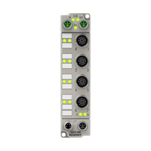 EtherCAT Box, 4-channel digital input + 4-channel digital output, 24 V DC, 10 µs, 0.5 A, M12, zinc die-cast - Beckhoff