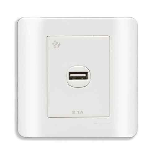 Ổ sạc USB đơn 2.1A Zencelo màu trắng E8431USB_WE_G19 Schneider