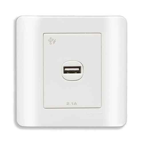 Ổ sạc USB đơn 2.1A Zencelo màu trắng E8431USB_WE_G19 Schneider