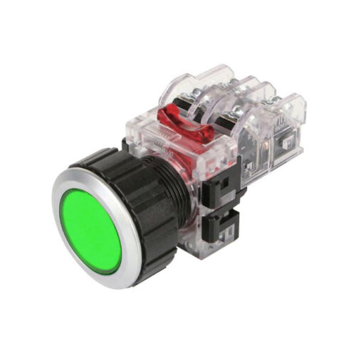 Nút nhấn nhả 30mm 1NO+1NC màu Xanh lá - Hanyoung