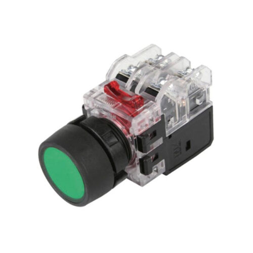 [MRX-TM1D0G] Nút nhấn nhả 22mm đèn Xanh lá 12-24V (12V, 24V) - Hanyoung