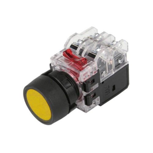 [MRX-TM1A0Y] Nút nhấn nhả 22mm đèn vàng, tiếp điểm 1NO+1NC, 110-220V, series MRX Hanyoung