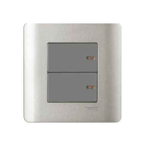 Công tắc đôi 1 chiều Zencelo màu xám E8432_1_SA_G19 Schneider
