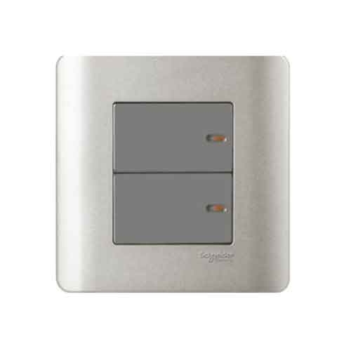 [E8432-1-SA-G19] Công tắc đôi 1 chiều màu xám E8432 Schneider