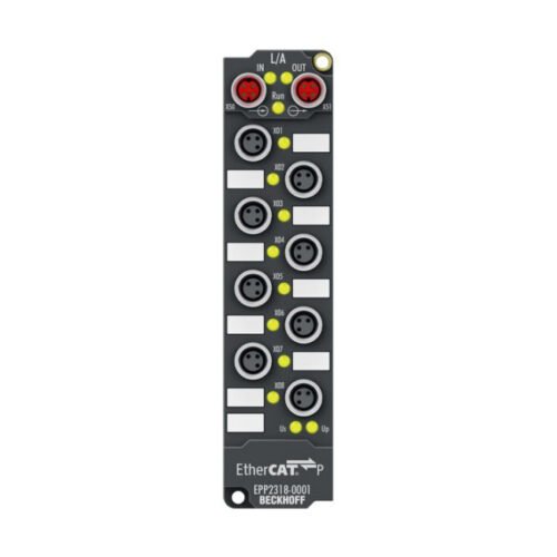 EtherCAT P Box, 4-channel digital input + 4-channel digital output, 24 V DC, 10 µs, 0.5 A, M8 - Beckhoff